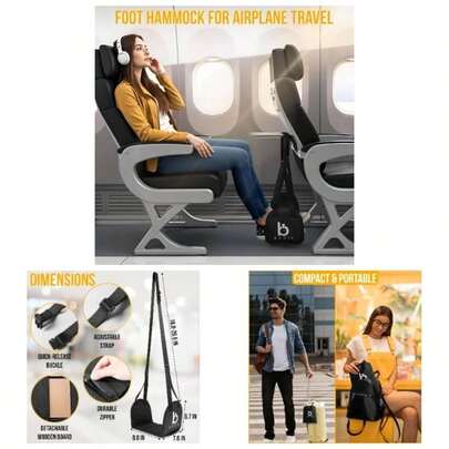 Airplane Foot Hammock - Portable And Adjustable Foot Hammock - Airplane Travel Essential Relaxing Your Journey - Footrest Car And Office Use