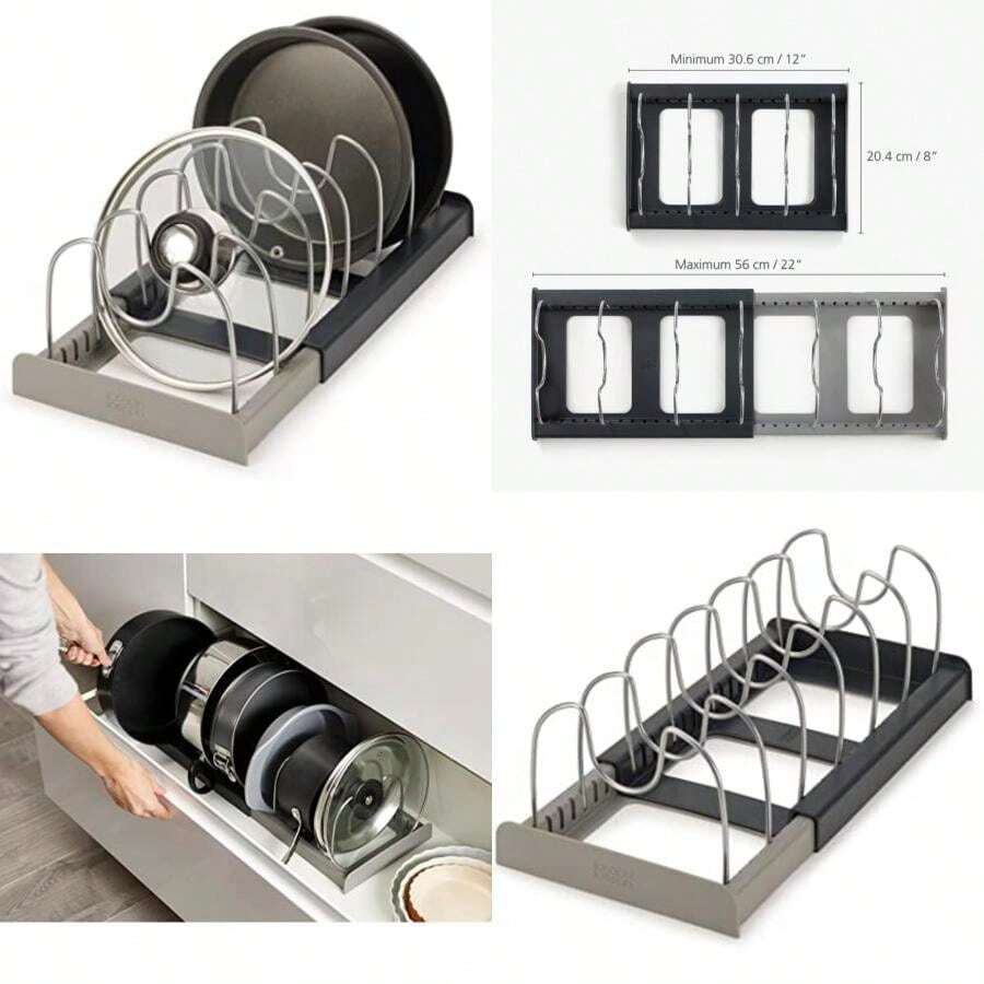 Joseph Joseph DrawerStore Expanding Cookware Organizer, Space Saving Storage For Pan Lids, Baking Trays - Grey(Pots & Pans) - Type1 - 查看 1