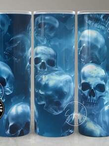 3D Frozen Skulls Tumbler Wrap Skeleton Halloween Gothic Tumbler 20oz Skinny Tumbler Sublimation Creepy Seamless 3D Tumbler Digital Christmas Gifts - 樣式7 - 查看 2