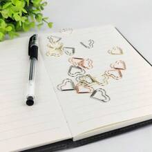 50 Pcs Cute Paper Clips Suitable Ladies Wedding Decoration Document Notes Organization Office Supplies Heart Paper Clips Gold - 50 chiếc + Vàng - Xem 6