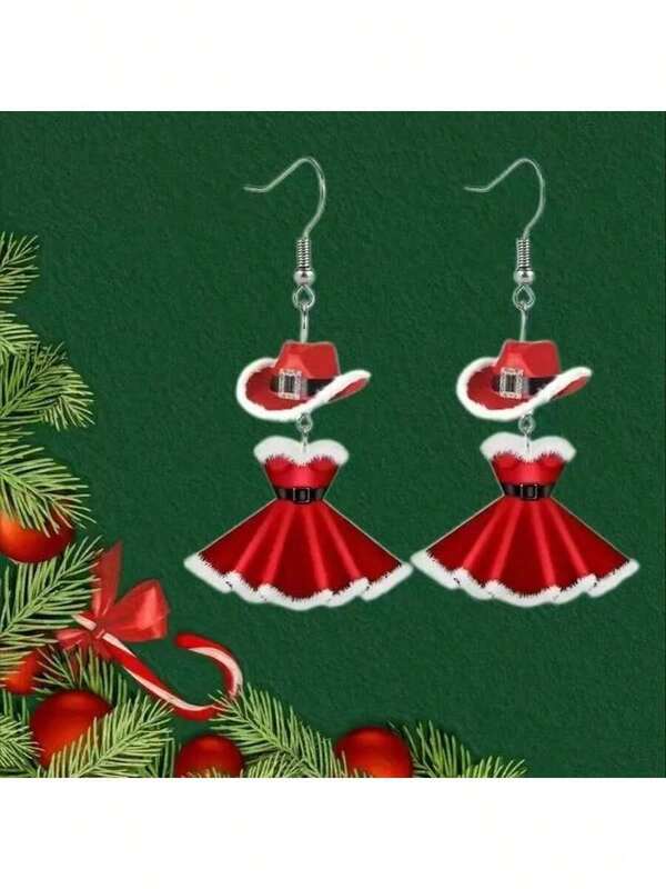 1 par de brincos de acrílico de princesa natalina - presente de Natal perfeito, adequado para ela, estilo fofo de férias