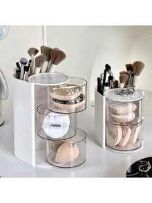 Organizador Decorativo 3 Andares Estilo Vinil – Compacto, Charmoso e Perfeito para Maquiagem ou Escritório