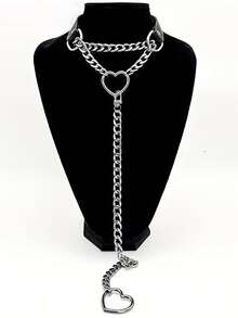 1pc Punk Gothic PU Leather Fashion Necklace, Suitable For Daily, Festival, Party Outfit Decoration, Halloween Choker Necklace - Gothic Punk Necklace - View 4