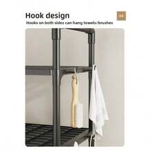 Heavy Duty Over Toilet Storage Shelf, 3-Tier No-Tool Bathroom Organizer With Hooks, Rust-Resistant Space Saving Corner Shelf