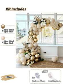 Gold And Beige Balloon Garland Kit, Perfect For Weddings, Birthdays, Grandparent's Day, Baptism Party, Anniversary Decoration, Graduation Party - Mixed Color - View 9