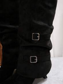 Fashionable Versatile Retro Niche Two-Way Pointed Toe Elegant Comfortable Soft Bottom Casual Boots, Autumn/Winter,Kitten Heels - Black - View 4