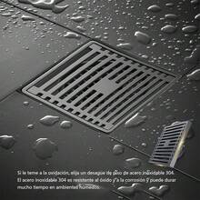 Drenaje de Piso Cuadrado Acero Inoxidable - Anti-Olor Baño Drenaje de Piso, Rejilla de Desagüe de Cocina, con Dos Núcleos de Drenaje, Adecuado para Baños, Cocinas, Balcones, 10 x 10 (Gris Pistola) - 1 - Ver 4