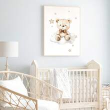 1 pieza, Arte de pared de lienzo, Decoración enmarcada para guardería, Pintura decorativa de oso de peluche. Características: Un oso de peluche sentado en una luna creciente, un oso de peluche sentado en una nube, un oso de peluche sosteniendo un globo. Ideal para: Decoración de habitación infantil, Decoración de guardería, Decoración de habitación de bebé, Decoración de jardín de infantes, Decoración de habitación de niño/niña, Decoración de sala de juegos