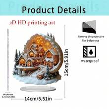 2 Decorazione da tavolo in acrilico a forma di villaggio natalizio - Accento festivo affascinante per casa, caffè o scrivania d'ufficio - Ottima idea regalo