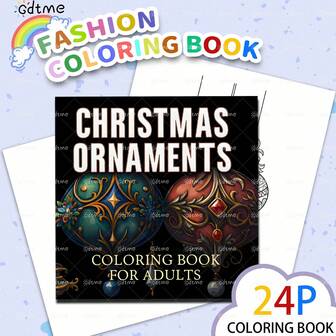 GDTME 1 pieza Libro para colorear de Navidad tamaño A4 de 24 páginas para adultos y niños, papel perla grueso de 120 g/m², incluye Papá Noel, adornos, coronas, regalos, mejor regalo para Navidad, Halloween, amigos, 7.9x7.9 in