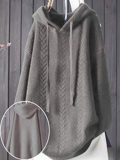 大码纯色休闲抽绳连帽套头长袖卫衣，秋冬款