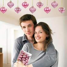 12 قطعة / 24 قطعة / 36 قطعة من الكرات الزخرفية بشكل قلب باللون الذهبي الوردي، مناسبة لعيد الحب، وذكرى الزفاف وغيرها من المناسبات، ويمكن استخدامها كزينة للشجرة - متعدد الألوان - مشاهدة 4