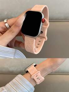 1 buah Tali Jam Tangan Silikon Motif Mawar Wanita, Kompatibel dengan Watch Fit 1/Fit 2/Fit 3/Fit 4/Fit 4 Pro - Berwarna merah muda - View 4