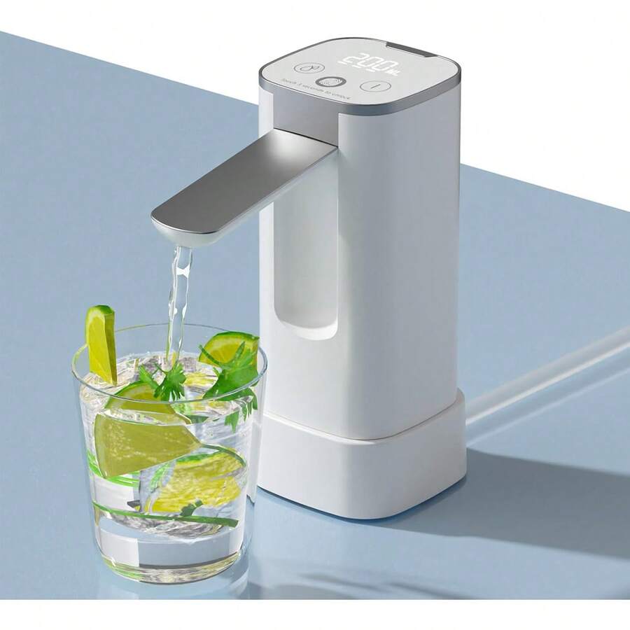 OCCULO Dispensador de Agua Eléctrico, Dispensador de Agua Automatico, 3 Niveles de Salida de Agua, Pantalla TáCtil Inteligente, Doble Uso como Mesa y Cubo, Blanco - Negro - Ver 1