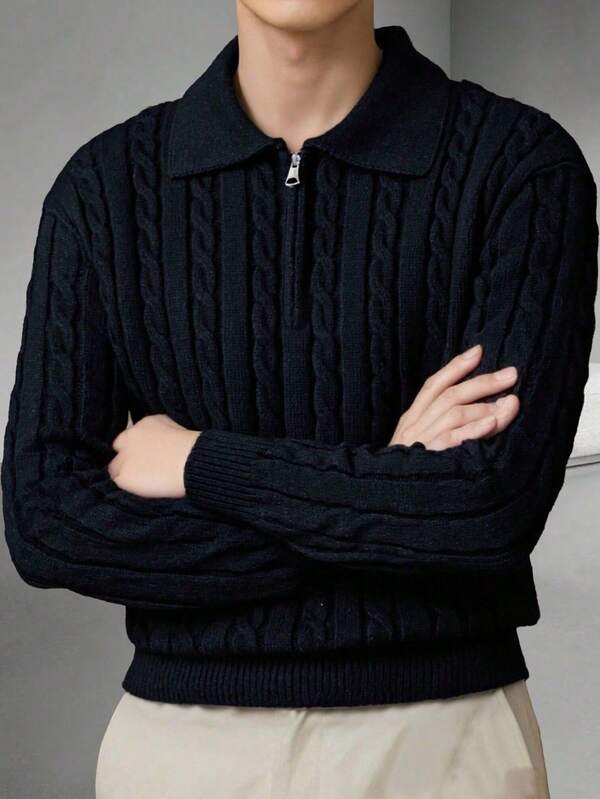 1 szt. Męski sweter dzianinowy, modny, swobodny, sportowy, uniwersalny, luźny sweter do codziennych dojazdów do pracy, na zewnątrz, do ćwiczeń, na jesień/zimę