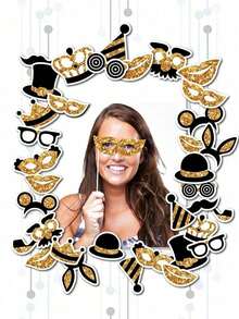 一套生日拍照道具，生日快乐派对拍照道具，节日拍照姿势标牌套装，适用于生日派对、婚礼、毕业典礼 - 彩色 - 查看 7