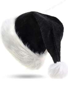 1 szt. Nowa, miękka, czerwono-czarna, gruba, pluszowa czapka świąteczna, wykonana z włókna poliestrowego, idealna na imprezy i zimę