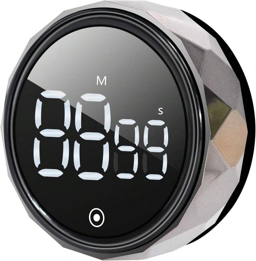 WEEKSUN Temporizador Digital,Temporizador Digital de Cocina con Gran Pantalla Led,Temporizador Rotativo Magnético Cocn Volumen Ajustable,Adecuado para La Cocina,el Aprendizaje y el Deporte - Negro - Ver 1