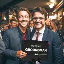 AFRT 8Pack Groomsmen Proposal Box With Card 7 Groomsmen Boxes1 Best Man Box 10.6*7.9*3.1 Inch Groomsmen Gift Box With Ribbon Will You Be My Groomsman Box Wedding Gift Box For Groomsmen Proposal Gift - 黑色 - 查看 4