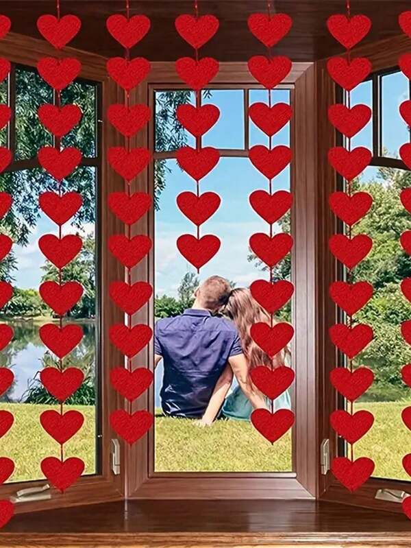 Ciondolo a forma di cuore in feltro rosso-Decorazione in morbido cordino di feltro che può essere appesa senza fai-da-te, adatta per San Valentino, matrimonio, anniversario, compleanno, Ognissanti, Natale-Feste e decorazione per la casa, allestimento matrimoniale, creazione di atmosfera romantica, stile artigianale, ghirlanda natalizia, acquirenti natalizi, organizzazione di eventi e decorazione natalizia.