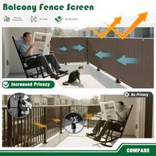 3'x12' Brown Balcony Privacy Screen Fence Outdoor Patio Mesh Shade Net Cover UV Protection Shade Cloth Temporary Fencing For Apartment Railing Porch Deck - màu nâu - Xem 7