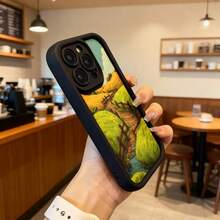 Cubierta de teléfono con borde negro diseño de paisaje rural campo verde y sendero de madera para uso diario en cafeterías y espacios exteriores Aplicable a los teléfonos de la serie Apple y Galaxy - Negro - Ver 6