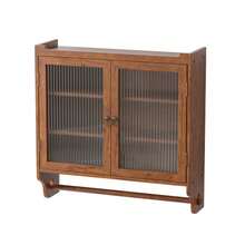 Vintage Double Door Wall Cabinet With 63cm Glass Door, Three Tier Storage And Towel Rack, For Bathroom, Kitchen And Dining Room, Brown. - Brown - View 7