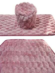 Juego de baño funda para tapa de inodoro porta rollo tapete decorativo 4 piezas wc - Rosa vieja - Ver 5