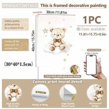 1 pieza, Arte de pared de lienzo, Decoración enmarcada para guardería, Pintura decorativa de oso de peluche. Características: Un oso de peluche sentado en una luna creciente, un oso de peluche sentado en una nube, un oso de peluche sosteniendo un globo. Ideal para: Decoración de habitación infantil, Decoración de guardería, Decoración de habitación de bebé, Decoración de jardín de infantes, Decoración de habitación de niño/niña, Decoración de sala de juegos
