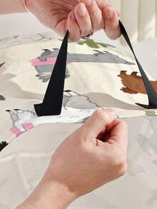 1 件大容量可折叠圆形动物印花收纳篮带手柄，多用途适用于浴室、卧室、洗衣房、玩具、家居用品、可折叠脏衣篮、储物箱 - 彩色 - 查看 9