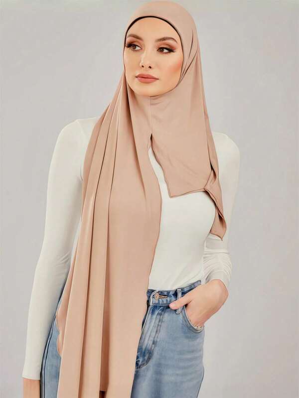 1 Peça Hijab Jersey Instantâneo Feito de Tecido Macio, Respirável e Anti-Pilling. Hijab com Amarração. Adequado para Uso Durante Todo o Ano e Uso Diário por Muçulmanos.
