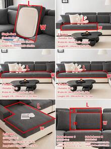 1件装毛绒提花防滑沙发坐垫套，柔软亲肤，防宠物抓挠，弹性沙发套，适用于L型组合沙发和1/2/3/4人座沙发，春秋季（单独出售） - 深灰色 - 查看 5