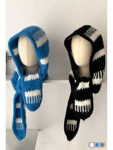 1pc Polka Dot Snood - Balaclava Hat & Scarf Combo, Thermal Lined And Heavyweight, Warm Winter Neck Gaiter For Women