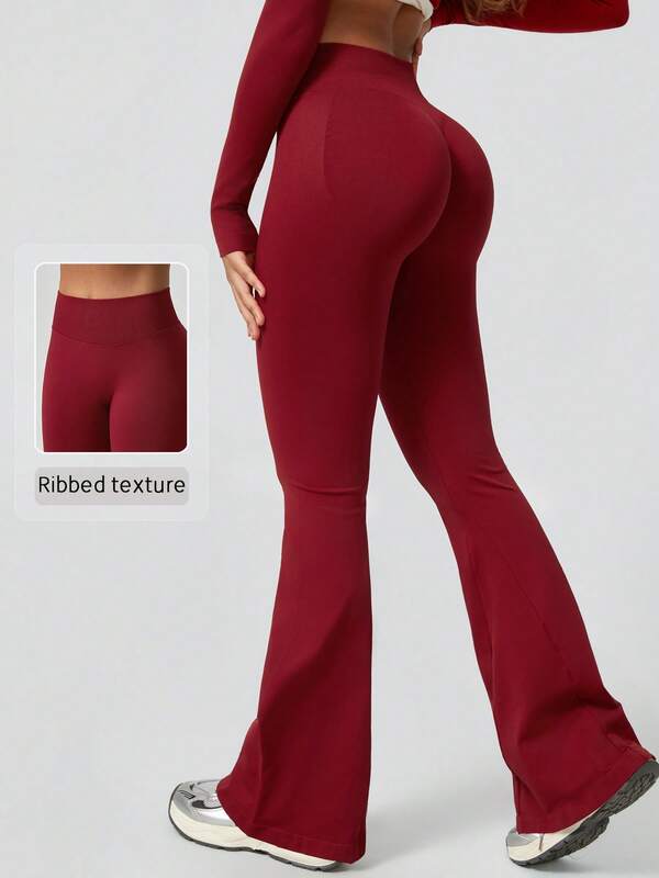 NcmRyu 1 pieza Pantalones deportivos de cintura alta, unicolor, sin costuras, minimalistas, con elástico y efecto levantador de glúteos para mujer