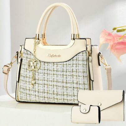 3 قطعة/مجموعة حقيبة يد نسائية جديدة، حقيبة سرج متعددة الألوان، حقيبة يد أنيقة للسيدات، حقيبة كتف عتيقة راقية، حقيبة كروس بنقشة رقعية، موضة متعددة الاستخدامات، مناسبة للتسوق والسفر وعيد الحب وعيد الأم وعيد الميلاد