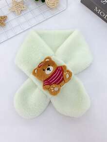 1 pezzo Sciarpa in peluche calda e carina con motivo a orsetto cartoni animati, adatta per bambini e bambine, autunno/inverno