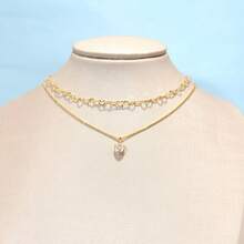 Kit Of 2 Heart-Shaped Women's Necklaces With Colored Zirconia Pendant, Plated In 925 Silver Or 18K Gold - Vàng - Xem 11