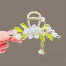 1 Piece Of Women'S Fashionable And Exquisite Hairpin, Lily Of The Valley Tassel Updo Hairpin, Ancient-Style Hairpin Hair Accessory, Flower-Shaped Shark Clip. It Is An Exquisite Jewelry Hair Accessory For Women,  Gift For Holidays - E54樹枝 - 查看 10