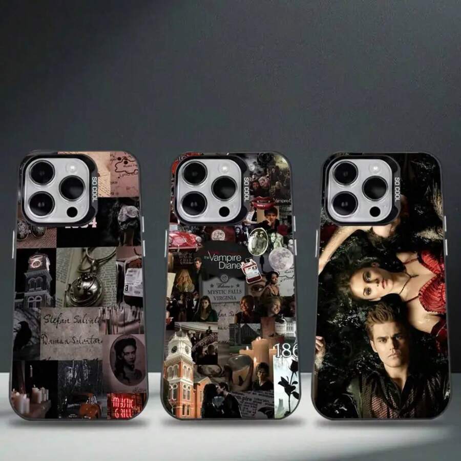 Funda para V-Vampire D-Diaries (Compatible con 17, 16, 15, 14, 13, 12, 11, Pro, Max, Plus, E, Air) Cubierta de TPU Negra phone17 Air - z5 - Ver 1