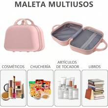Maleta 20 Pulgadas, Maleta de Viaje 10 kg, Ruedas Giratorias 360 ° , Resistente ABS, con Neceser, Portavasos, USB Puerto de Carga, Candado de Combinación(Negro) - rosa - Ver 4