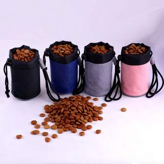 迷你便携式牛津布宠物零食袋，紧凑的圆柱形状，小容量，方便狗狗训练和散步