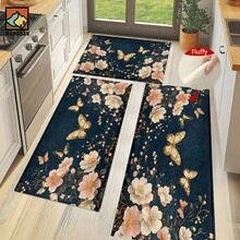 1 tấm thảm cửa chống trượt họa tiết bướm và hoa, thảm cửa chống trượt sợi siêu bền, thích hợp trang trí tiệc lễ hội, nhà bếp, phòng tắm, phòng ăn, phòng ngủ, có thể làm quà tặng - Nhiều màu - Xem 6