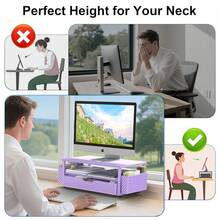 Desk Organizer And Accessories, Computer Monitor Stand Riser With Drawer And 2 Pen Holders, Office Desk Accessories & Workspace Organizers For Office Supplies (Purple){Inchcolor_nameinch:Inchpurpleinch} - 紫色 - 查看 4