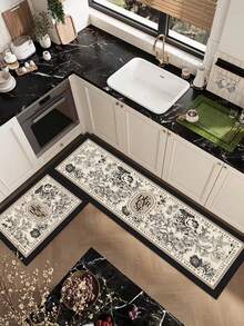 A Piece Of Diatomaceous Earth Kitchen Mat With High-End Color Block And Gradient Pattern, Providing Cushioning, Fatigue Relief, Water Absorption, Quick Drying, Non-Slip Function, Suitable For The Kitchen, Bathroom, Entrance, Laundry Room Etc. ,Room Decor - Multicolor - View 12