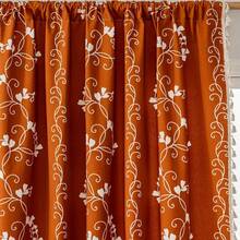 Black Floral Farmhouse Window Curtains 84 Inch Length Cotton Linen Boho Living Room Drapes With Tassel Rod Pocket Bedroom Macrame Flower Curtains, 2 Panel - Màu Cam cháy - Xem 9