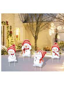 6pcs Christmas Lawn Stakes, 2D Acrylic Flat Outdoor Garden Yard Decor, Holiday Fence Garden Stakes, No Power Needed, Suitable For Home And Outdoor Walkway, Garden Party Supplies, No Electricity Required