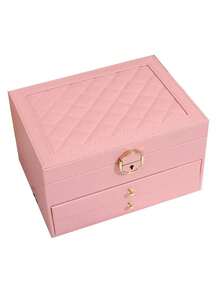 1 pieza Joyero de gran capacidad con cerradura, joyero de cajones multicapa, caja de almacenamiento de joyas a prueba de polvo de PU, caja de exhibición de joyas para tocador, caja de almacenamiento de joyas de lujo, caja de almacenamiento multifuncional, almacenamiento y exhibición de joyas, artículos esenciales para el hogar, contenedor de almacenamiento para anillos, collares, pulseras, accesorios de almacenamiento, regalos para mujeres, regalos de lujo, regalos navideños - Multicolor - Ver 15