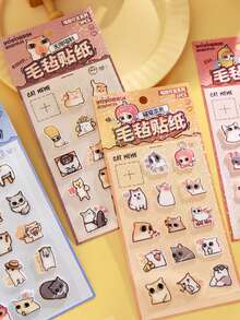 1pc Felt Sticker, Cute Cartoon Cat Expression Scrapbooking Sticker - Multicolor - View 1