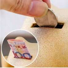 Pușculiță ceramică Maneki-Neko, bancă de monede creativă cu desene animate, cutie de economisire a monedelor pentru adulți, cadou de casă nouă - Aur - Vizualizare 2