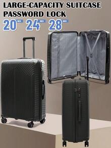 Travel Suitcase, Fashionable Luggage, Fashionable 20 Inch Suitcase, Swivel Wheel, 24 Inch Male And Female Student Boarding Password Suitcase, 28 Inch Storage Box, Wear-Resistant And Large Capacity ,Simple Deluxe Carry On Luggage Airline Approved With TSA Lock Hard Shell Carry On Suitcase Lightweight Suitcases With Wheels Small Luggage For Men Women - Black - View 2